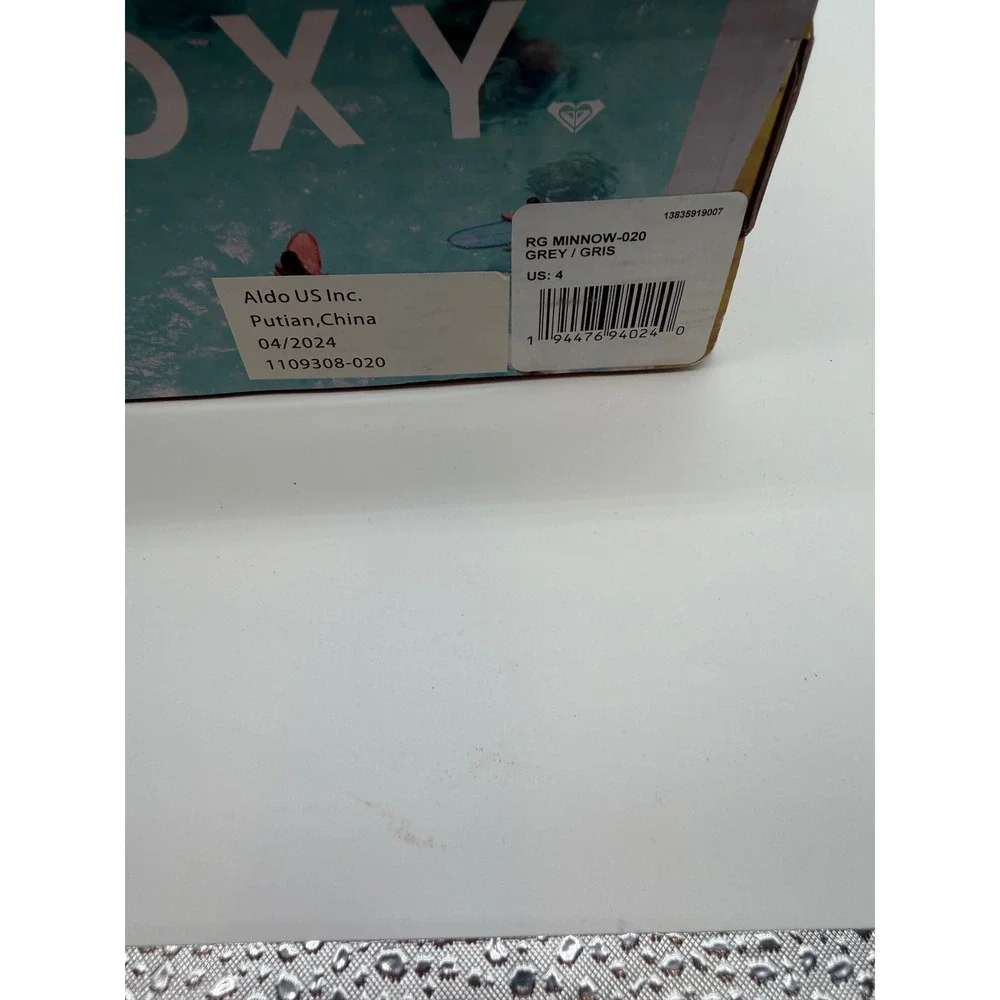 Roxy Minnow Grey Glitter Slip On Sneakers Womens 4 Grey Gris New